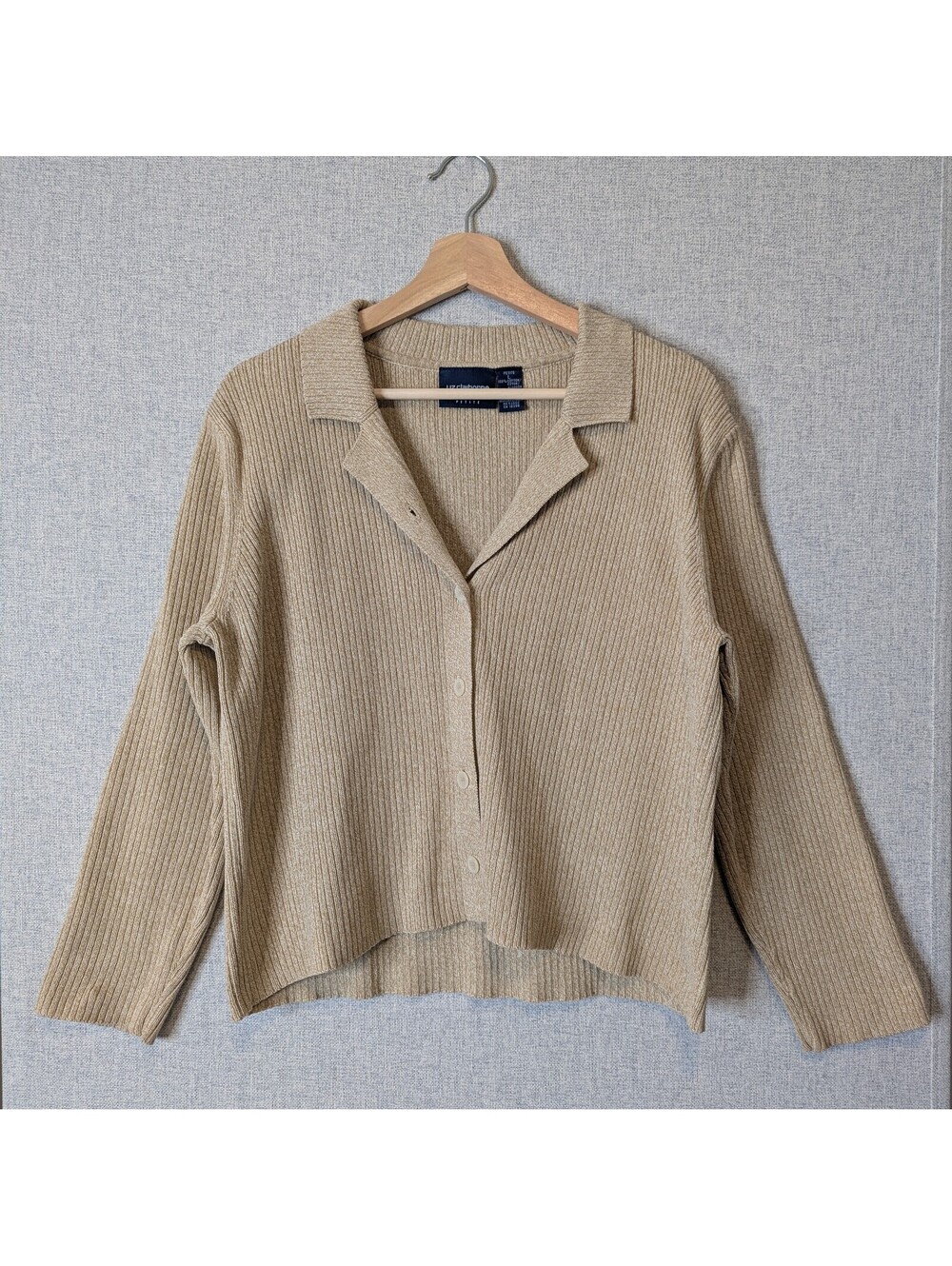 Vintage 90s ribbed cotton collared cardigan